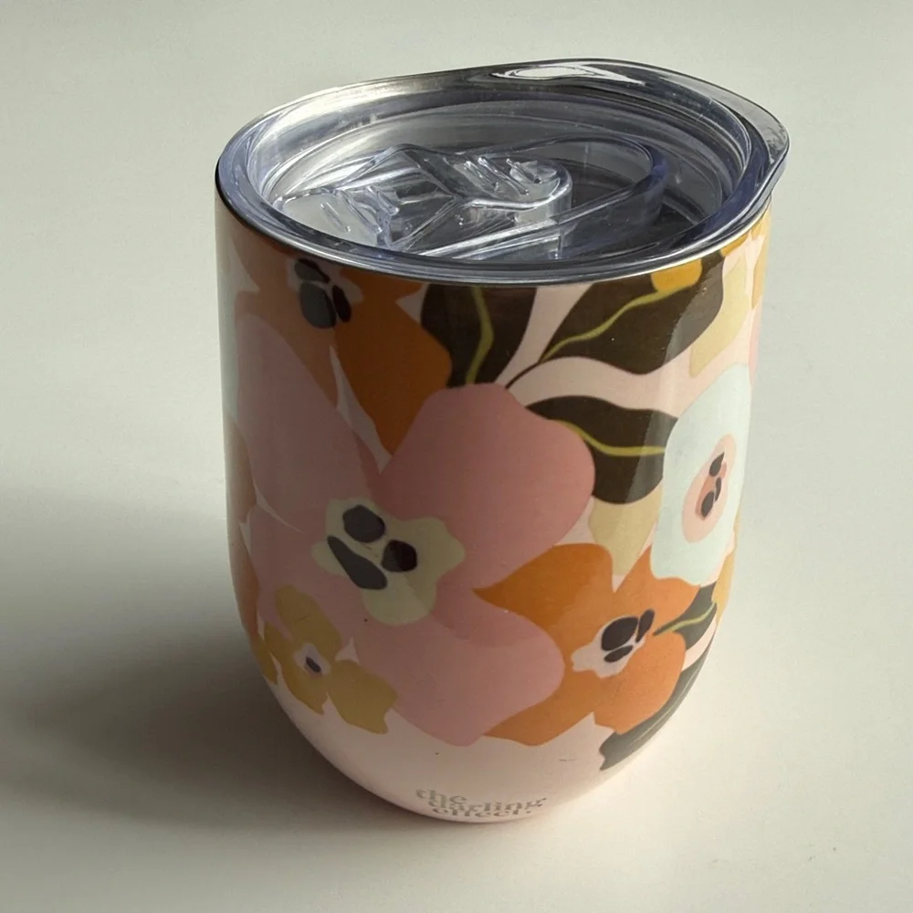 The Darling Effect Insulated Double Walled Lil’ Floral Delight Wine Tumbler Lid